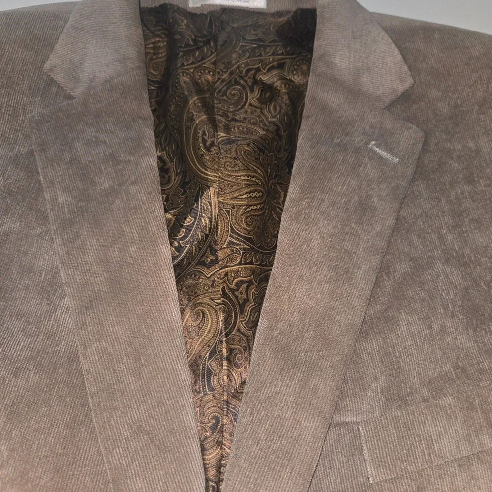 Lauren Ralph Lauren Mens 48R Corduroy Blazer Brown Paisley Lining Sport Coat